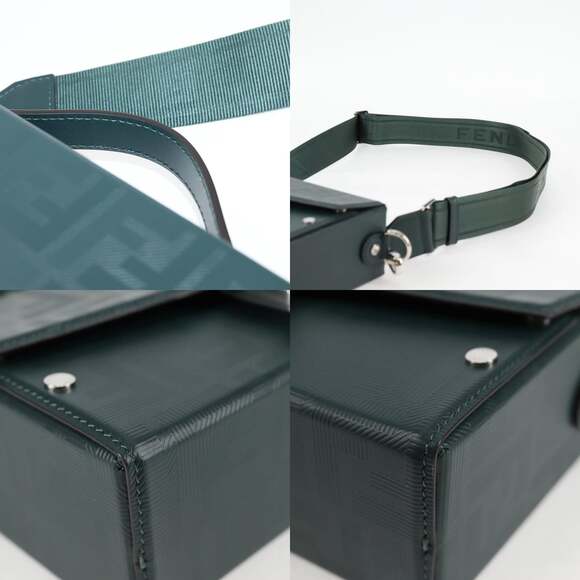FENDI Zucca Canvas Baguette Soft Trunk Hand Bag Leather Green - Picture 11 of 14